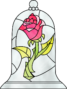 a rose in a glass bell